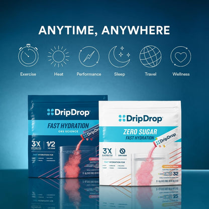 DripDrop Single Serve Electrolytes Powder Drink Mix 32 Sticks